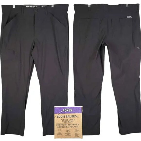 Eddie Bauer Men's Black Fleece Lined Tech Pants Size 40 x 32 - Picture 1 of 15